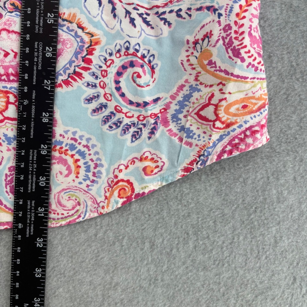 Lauren Ralph Lauren Blouse Womens Medium Pink Paisley Cotton Viscose V-Neck Top - Picture 5 of 9